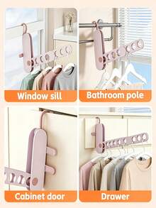 Modern Minimalist Folding Clothes Rack, 8-Hole Design, Space-Saving Multi-Hook Hanging Rack, Portable Folding Clothes Storage Rack, Suitable For Bedroom, Bathroom, Closet, All-Season Travel Use - Multicolor - View 10