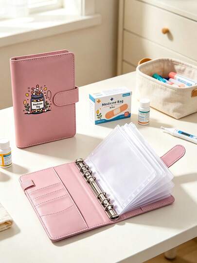 Bolsa Organizadora de Medicamentos con Cremallera A6: Presenta un diseño estilo carpeta que puede almacenar cápsulas de medicamentos y efectivo; permite el almacenamiento organizado de tabletas y vitaminas, ligera y portátil para el hogar y los viajes diarios, adecuada para uso diario y viajes, un regalo atento y práctico para amigos y familiares.