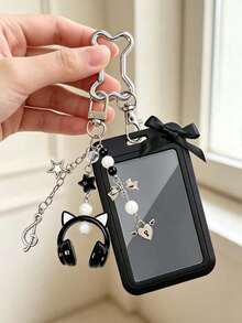 Y2K Card Holder Keychain, Beaded Bow Earphone Charm, DIY Bone Keychain, ID Card Case. Graduation Season, Back To School, Teacher's Day Gift, Storage For Bus Card, Access Card, ID Card, Earphones, Keys, Hang On Backpack, Handbag, Keychain Zipper Pull, Suitable For Students, Teachers, Office Workers, Women, Men, Campus, Commuting, Office, Travel, Party - Multicolor - View 9