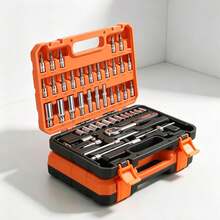 Juego de Herramientas Mecánicas 53 Piezas con Llave de Matraca, Dados Cortos y Largos, Estuche Plástico Portátil Resistente, Kit Completo para Reparación Automotriz, Mantenimiento de Carros, Motocicletas y Reparaciones Domésticas - A - Ver 6