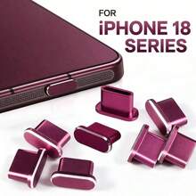 Dark Cherry Metal Dust Plug, Type C Charger Port Caps Anti-Dust Cover Protectors, Charging Port Anti Dust Stopper Compatible With Iphone 18 Pro Max, 18PM Charging Jack Protection - Multicolor - View 1