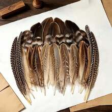 Assorted Artificial Craft Feathers 12/24Pcs, 4 Styles 12-22cm Spotted Wing Feathers For Hat Making, Jewelry, Costume, Wedding DIY Decor - A - View 8