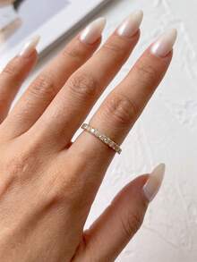 1pc Moissanite Ring Fashion Full Eternity Diamond Band Suitable For Women's Wedding And Stacking - Cluster-set Crown Moissanite Pinky Ring - View 8