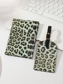 1 Set Leopard Print Wallet, Passport Holder, Luggage Tag Set, Leopard Print Passport Set, Suitable For Travel, Wallet Storage, Business Trip Use - Leopard Print - View 7