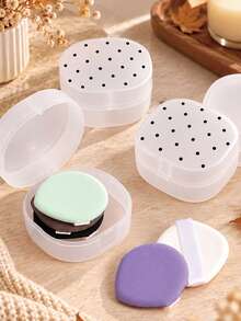 Polka Dot Pattern Plastic Storage Box - Portable Makeup Pads And Cleaning Supplies Storage Box, Sealed Travel Design, Suitable For Storing Brushes, Balls, Beads, Etc. Bathroom And Vanity Storage, Makeup Remover Storage Box, Smooth Surface, Transparent Storage Box - Multicolor - View 6