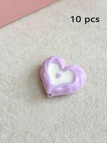 10pcs Cream Pleated Heart Resin Beads, Top And Bottom Hole Loose Beads, DIY Bracelet Phone Chain, Resin Forged Handmade Accessories - Love - View 13