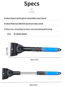 New Car Snow Scraper With Fleece Gloves, Telescopic Aluminum Alloy Ice And Frost Scraper Brush, Car Windshield Snow Brush - Snow Shovel + Gloves - View 10