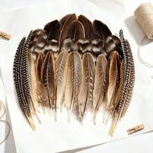 Assorted Artificial Craft Feathers 12/24Pcs, 4 Styles 12-22cm Spotted Wing Feathers For Hat Making, Jewelry, Costume, Wedding DIY Decor - A - View 1