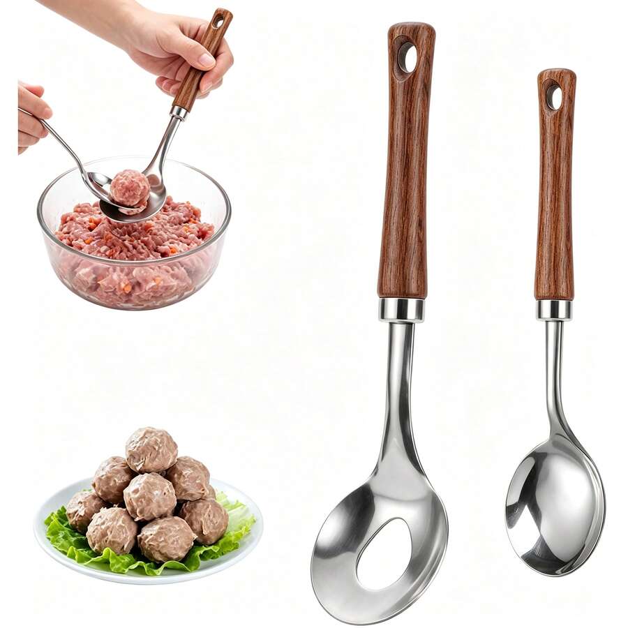 2pcs Stainless Steel Meatball Maker, One-Click Meatball Making, Easy To Use, Convenient Meatball Maker, Kitchen Essential Tool, Upgraded Meatball Spoon, Kitchen Utensils, Ramadan, Arabic Coffee Cup, Kitchen Decor, Kitchen Accessories, Kitchen Supplies, Home Accessories, Kitchen Storage Supplies, Camping Essentials, Holiday Essentials, Kitchen Essentials, Kitchen Decor And Accessories, Home Essentials, College Essentials, Christmas Home Decor, Kitchen Gadgets, 2026 Christmas Decorations, Apartment Essentials