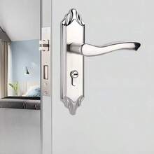 1 Set Stainless Steel Main Door Lock, Consisting Of Two Door Handles And Lock Body With Lock Cylinder, Comes With 3 Keys, Suitable For Bedroom, Large Room, Kitchen, Main Door, Oval Door Handle For Easy Use, Exquisite Craftsmanship, Shiny Silver Color, Perfect Overall Effect - Silver - View 8