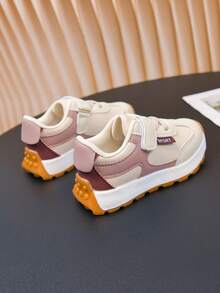 New Girls' Hook-And-Loop Casual Sports Shoes, All-Season Children's Colorblock Soft Sole Comfortable Versatile Outdoor Shoes - Pink and Purple - View 12