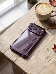 客製化姓名電鍍四角防震手機殼,適用於 iPhone 17 18 Pro Max,雷射印製個性化姓名保護手機殼,防摔防刮全包手機殼,適合男女性日常旅行工作派對使用的客製化禮物 - 中紫紅色 - 查看 4