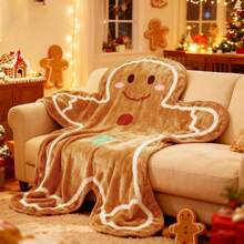 Christmas Plush Blanket Gingerbread Man Design Flannel Throw, Soft And Comfortable, Suitable For Christmas Holiday Home Chair Sofa Bed - Multicolor - View 9