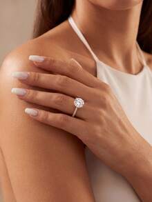 1pc Moissanite Ring, Classic 2CT Round Brilliant Cut Solitaire Diamond Ring, Suitable For Women's Engagement And Wedding - Round Moissanite Ring-2ct - View 8