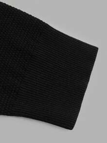 Men Old Money Heather Ribbed Knit Long Sleeve Top, Crew Neck Loose Fit Knitted Shirt, Preppy Layer Tee For Campus Daily & Holiday Vacation Outfits - Black - View 6