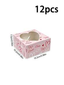 8pcs/12pcs/24pcs Valentine Style Hollow Heart Viewable Packaging Boxes Creative Printed Paper Cases For Candy Treats & Gift Storage - View 23