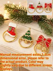 1pc Christmas Napkin Rings,Set Of 3 Metal Napkin Holders With Red Enamel Xmas Tree,Stocking And Bell Bow Design,Holiday Table Decor For Hotel, Restaurant,Family Dinner And Christmas Party,Seasonal Home Tabletop Accessories,Burgundy Christmas Decor - Multiple Colors and Styles - View 11