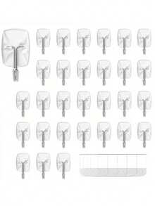 6pcs Hooks With 6 Removable Adhesive Strips, Damage-Free Heavy Duty Wall Hooks With Backing Adhesive, Tool-Free Hanging Hooks - Clear - View 5