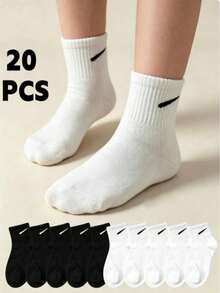 5 Pairs/10 Pairs/15 Pairs/20 Pairs Striped Diagonal Student Socks World Cup Sports Socks Sweat-Absorbent Breathable Versatile Casual Socks - Multicolor - View 30