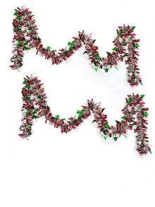 1pc Christmas Metallic Brushed Wreath, Christmas Tree Hanging Ornament, Holiday Party Fireplace Mantel Railing Decoration - A - View 13