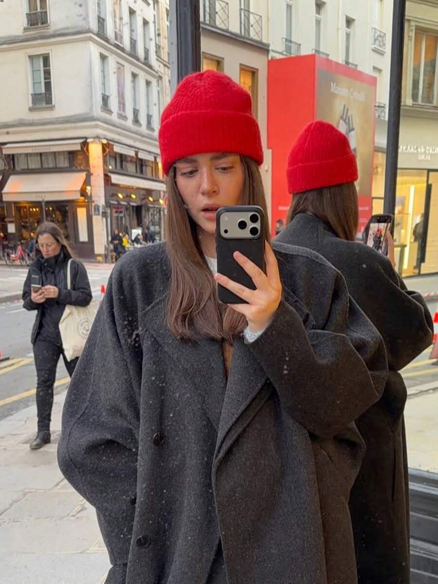1pc Fashion Street Solid Color Ski Hat, Minimalist Knit Beanie, Unisex, Suitable For Casual Daily Wear - A - View 1
