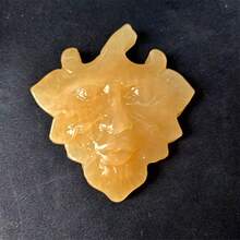 1pc Hand Carved Natural Green Man Crystal Foliate Head Sculpture Leaf Face Figurine Collectible Home Decor Display - Multicolor - View 15