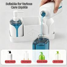 1 buah Organizer Wastafel Dapur dengan 2 Botol Dispenser Sabun, Organizer Serbaguna untuk Meja Dapur, Dapat Menampung Sabun Cuci Piring, Sabun Tangan, Sampo, Sabun Mandi Cair, Spons, Sikat & Alat Cukur, Rak Penyimpanan All-In-One untuk Meja Dapur & Kamar Mandi - Ruang Pers Baru - View 5
