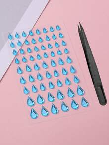 1Set, Aesthetic Stickers, Teardrop Rhinestone Decorative Stickers, Glossy Gem Surface, Self Adhesive, Transparent Base, For Device Surface Decor, For Accessory Embellishment, Ins Style Ornament Stickers - Multi-color Teardrop Stickers - View 9