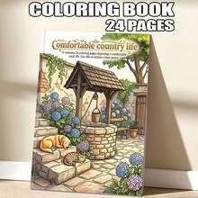 Comfortable Country Life Adult Coloring Book: Quiet Country Courtyard Water Well & Lazy Cats And Dogs Cover, Soft Outline Peaceful Country Garden Interior Pages, Suitable For Inner Peace And Coloring Hobby - XJ-866.Healing Pastoral Casual (A4) - View 10