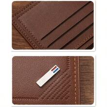 Men's Italian Style Minimalist Luxury Wallet - Large Capacity Short Bifold With Fold-Over Hinge, Billfold For Business, Travel, Daily Use - Multicolor - View 12
