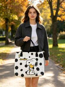 1 buah Tas Tote Kanvas Kuning Bergambar Snoopy, Kapasitas Besar, Cocok untuk Perjalanan, Belanja, dan Penggunaan Sehari-hari, Hadiah Ideal untuk Ulang Tahun, Hari Valentine, Kembali ke Sekolah, dan Wisuda - MultiWarna - View 8