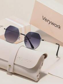 Verywork1 Geometric Pattern Personalized Brand Design Women's Sunglasses, Comes With Storage Case And Cleaning Cloth, Suitable For Beach Vacation, City Stroll, Fashion Street Photography, Best Friend Afternoon Tea, Travel Check-In. - Multicolor - View 10