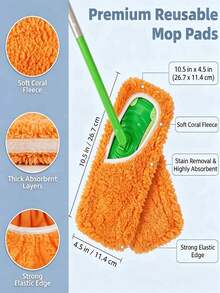 Reusable Mop Cloth, Dry & Wet Flat Mop Pad, Highly Absorbent Replacement Mop Cloth With Elastic Fixing Band, Suitable For Most Flat Mops, Mop Head Not Included, Efficient Floor Care Tool - Multicolor - View 9