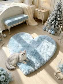 1 buah Karpet Berbentuk Hati Berwarna Biru Muda Berbulu Halus, Karpet Mewah yang Lucu, Karpet Dekoratif, Dekorasi Kamar Tidur, Dekorasi Rumah, Karpet Luar Ruangan, Karpet yang Dapat Dicuci, Hadiah Natal - Baby Blue - View 3