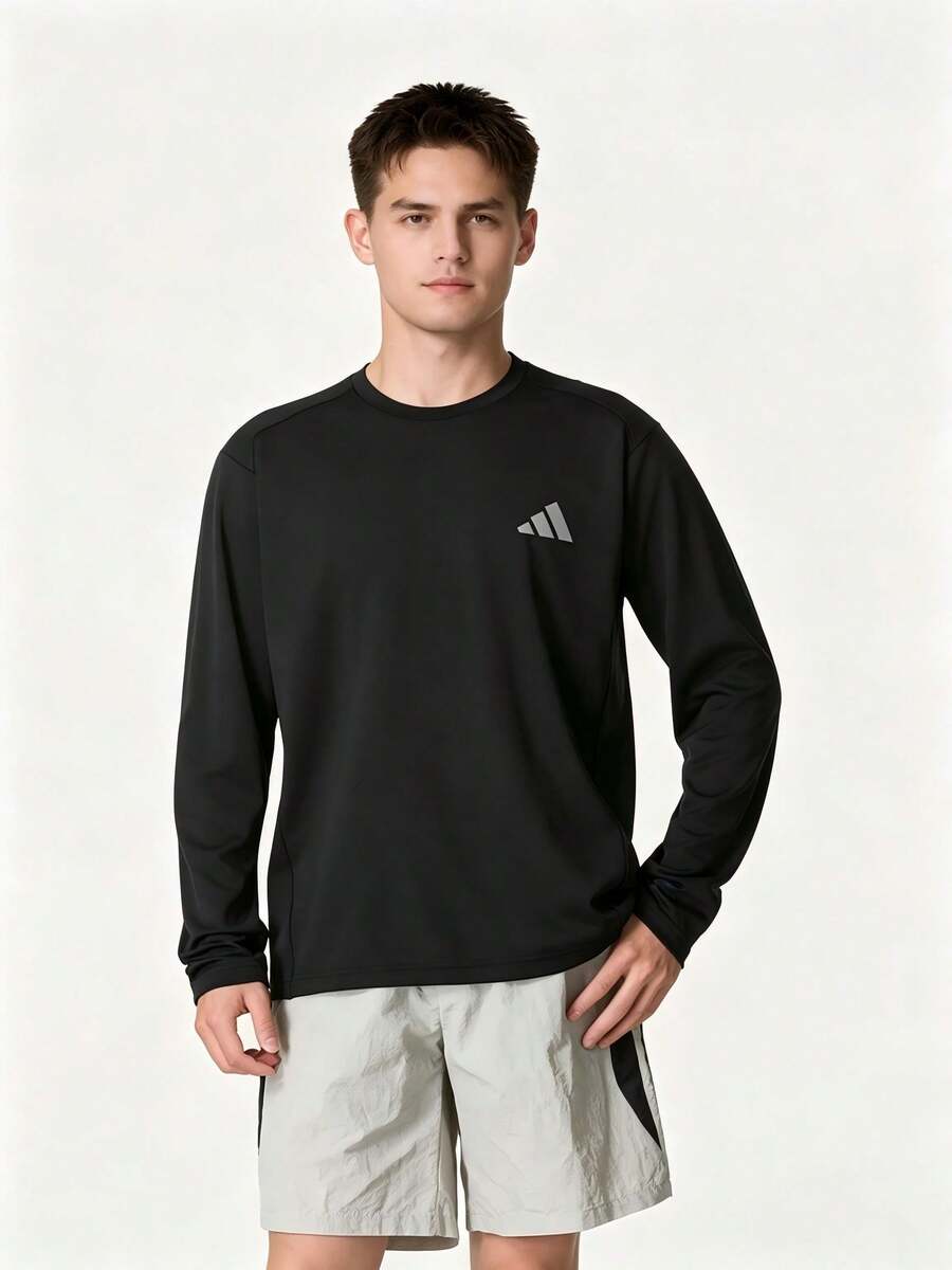 Adidas Men's TRN L/S CARAT T 26 Summer New Running Casual Long Sleeve Base Layer KU8507 - Black - View 1