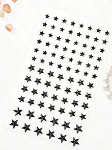 1pc Autumn/Winter New Black Big & Small Star Face Stickers, Y2K Dark Punk Gothic Cool Vibe Decorative Face Decals, DIY Self-Adhesive Stickers For Face - Black - View 4