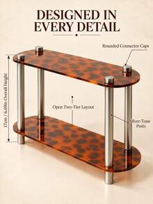 French Vintage Double-Layer Acrylic Desktop Organizer, Leopard Print Amber Brown Texture Perfume Jewelry Cosmetics Storage Display Rack, Suitable For Bedroom Vanity Entryway - French Vintage - Double-layer Leopard Print - View 8