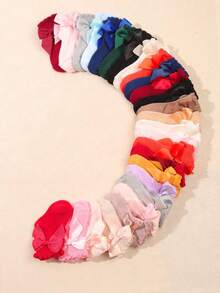12 pares de calcetines de princesa de unicolor aleatorios con decoración de lazos para bebé/niña pequeña, otoño/invierno - Multicolor - Ver 3