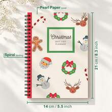 1Pc A5 Christmas Gift List Planner Spiral Notebook, Notepad, Multi Xmas Symbols Print, Adult Holiday Organizer - A5 - View 2