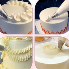 3pcs Stainless Steel Easy-To-Use V-Shaped Wavy Cake Decorating Piping Tips, Large + Medium + Small, Saint-Honoré Cake & Cookie Decorating Stainless Steel Tubular Piping Tips - Multicolor - View 8