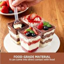 100/50/30/20/10 cái cốc tráng miệng vuông 5oz kèm nắp và thìa - cốc tiệc trong suốt tái sử dụng, phù hợp cho sữa chua/kem/bánh kem - đám cưới, sinh nhật, Giáng sinh, lễ Eid (có thể xếp chồng) - Nhiều màu - Xem 5