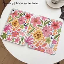 Floral Pattern Painted Effect Tablet Protective Case With Stand, Compatible With Honor 8/9/10/X8/X8A/X9/X8Pro/X9Pro, MatePad SE 11"/MatePad 11"/11.5", MatePad Pro, Apple 10th/11th Gen 2025 (A16), Galaxy Tab A7/A9 And Other Popular Models - Style 34 - View 2