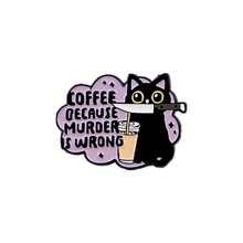 Cute Coffee Cat Enamel Pins, Funny Cartoon Quotes Brooch Set, Metal Coffee Lapel Badge For Backpack Jacket Hat, Lovely Gift For Coffee Lover - Multicolor - View 16