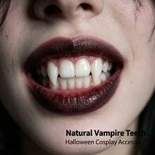1 Pair 1.5cm Vampire Fangs, Halloween Resin False Teeth, Cosplay Costume Prop, Gothic Vampire Zombie Denture Party Supplies - White - View 1