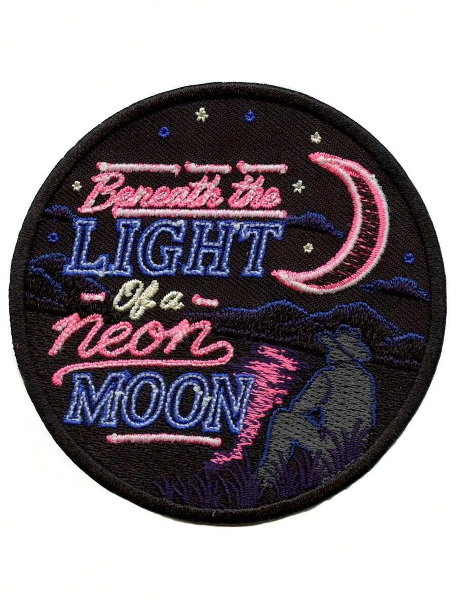 Cowboy Beneath The Light Of A Neon Moon broderat strykbart countrymusik-patch - Multifärgad - Visa 1