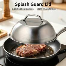 Stainless Steel Melting Dome, Steak Cover Splatter Guard, Heat Proof Handle Round Cooking Lid, Keep Juicy & Prevent Grease Splashes, For Flat Top Griddle, Skillet, Indoor Outdoor Cooking - Multicolor - View 3