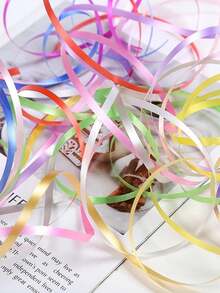 1 Roll Plastic Balloon Ribbon, Solid Color Balloon Tie Streamers, For Party & Christmas Decorations - Light Blue - View 3