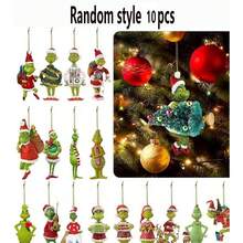 The Grinch The 10/1pc New Green Fur Monster Christmas Decoration Acrylic Hanging Ornament, Cartoon Christmas Tree Pendant, Perfect For Parties And Birthdays, Ideal For Holiday Decor And Photo Props - Multicolor - View 8