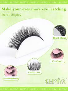 Fox Eye Lashes Faux Mink Lashes Fluffy Cat Eye Lashes Natural Look 16MM Wispy False Eyelashes Look Like Extensions 7 Pairs Pack - Black - View 8