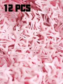 12PCS Pink Star Enamel BB Hair Clips, Sweet & Cool Style Snap Clips, Suitable For Bangs, Loose Hair, Ponytail Styling, Fashion Women Hair Accessories - Pink - View 5